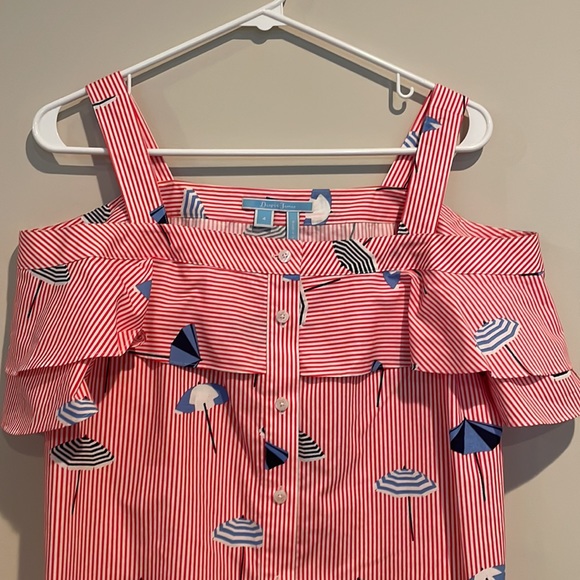 Draper James Summer Umbrella Nellie Cold Shoulder Top Size 4 - Picture 8 of 9